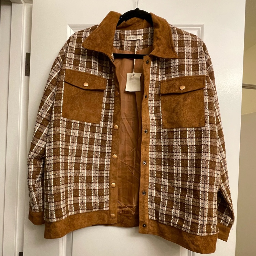 ANDTHEWHY Checkered Shirt Jacket